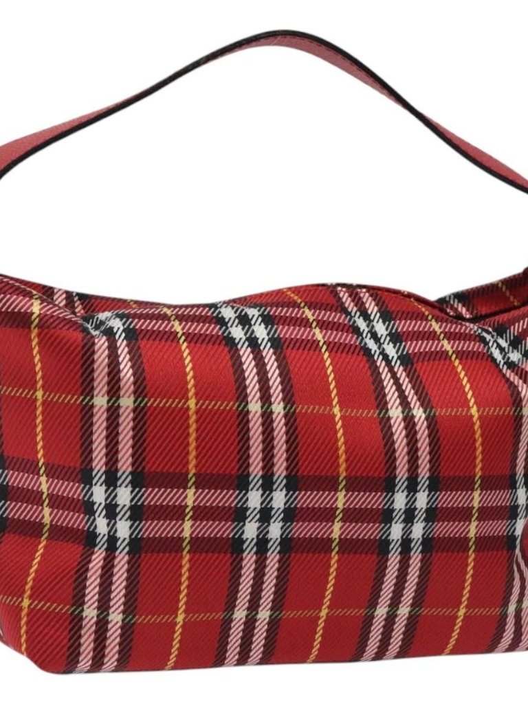 Burberry Nova Check Hand Bag Nylon Red Auth 118031